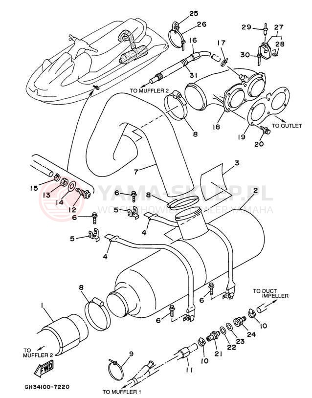 Schemat "Wydech końcowy" do Yamaha WAVE VENTURE 1100 WVT1100V