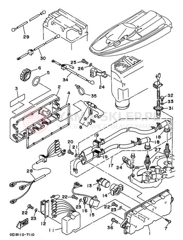 Schemat "układ elektryczny" do Yamaha WAVE RUNNER III WRA700V