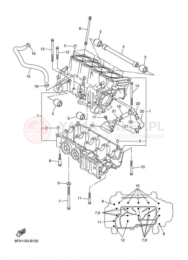 Schemat "Obudowa silnika" do Yamaha RX-1 ER LE RX10RSH/RX10RH