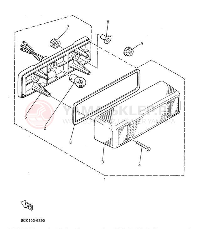 Schemat "lampa tył" do Yamaha VENTURE TR VT480TRA