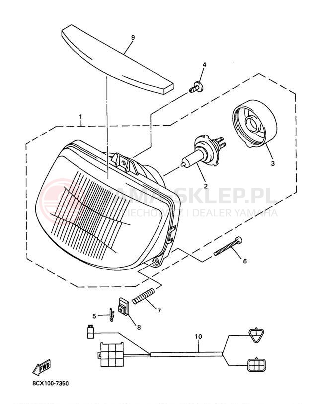 Schemat "Lampa przód" do Yamaha VENTURE 500 VT500B/VT600B