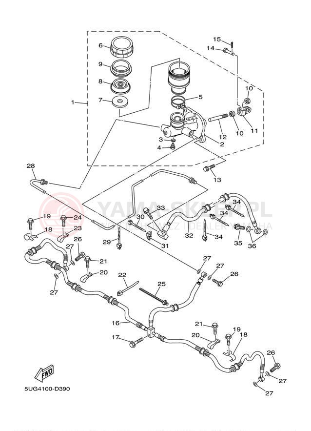 Schemat "Pompa hamulcowa tył" do Yamaha RHINO HUNTER YXR660FAHT
