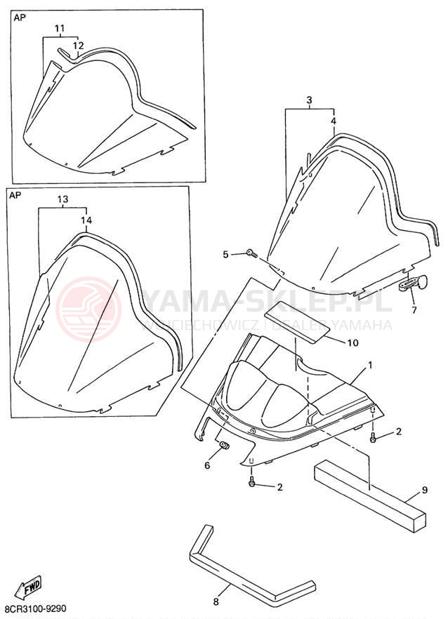 Schemat "Szyba" do Yamaha VMAX 600 VX600C/VX500C