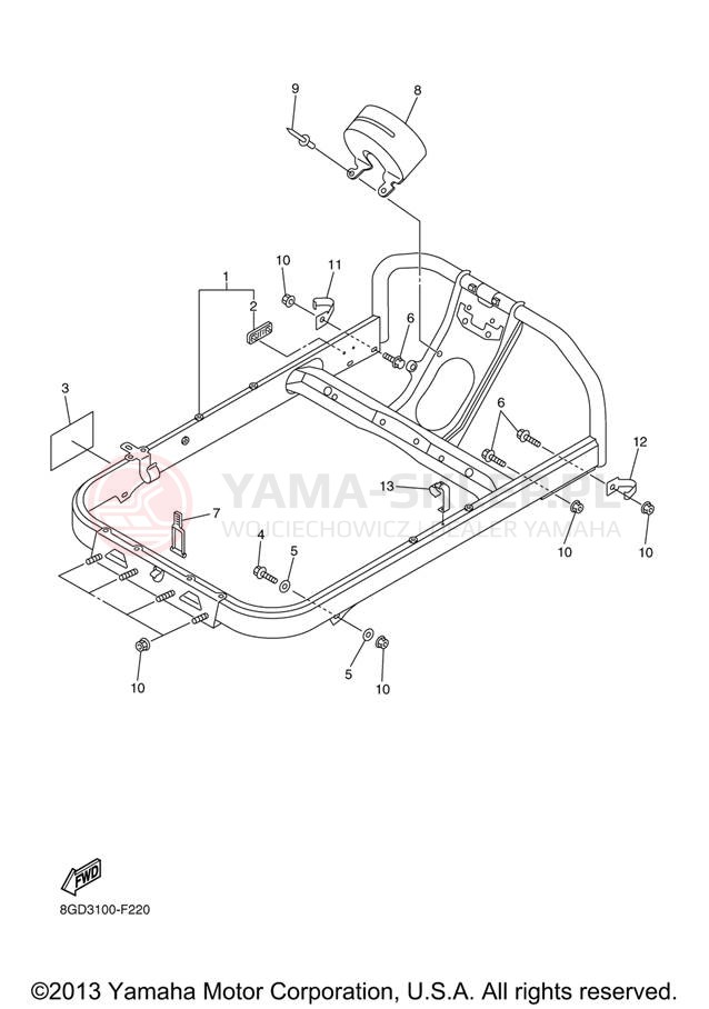 Schemat "STEERING GATE" do Yamaha APEX RTX RX10RTRXB