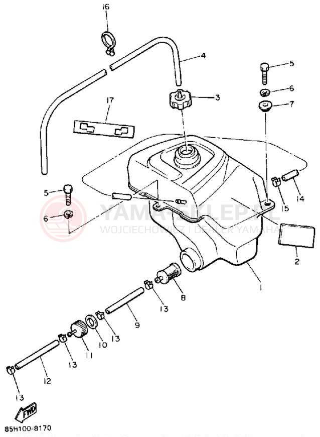 Schemat "zbiornik paliwa" do Yamaha SNOSCOOT (ELEC START) SV80EN