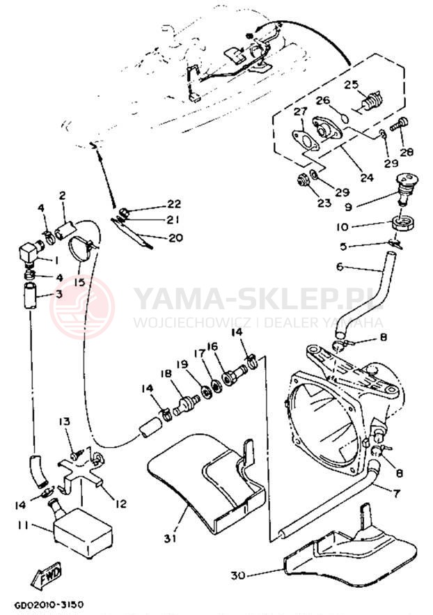Schemat "HULL & DECK" do Yamaha WAVE RUNNER PRO VXR WRB700R