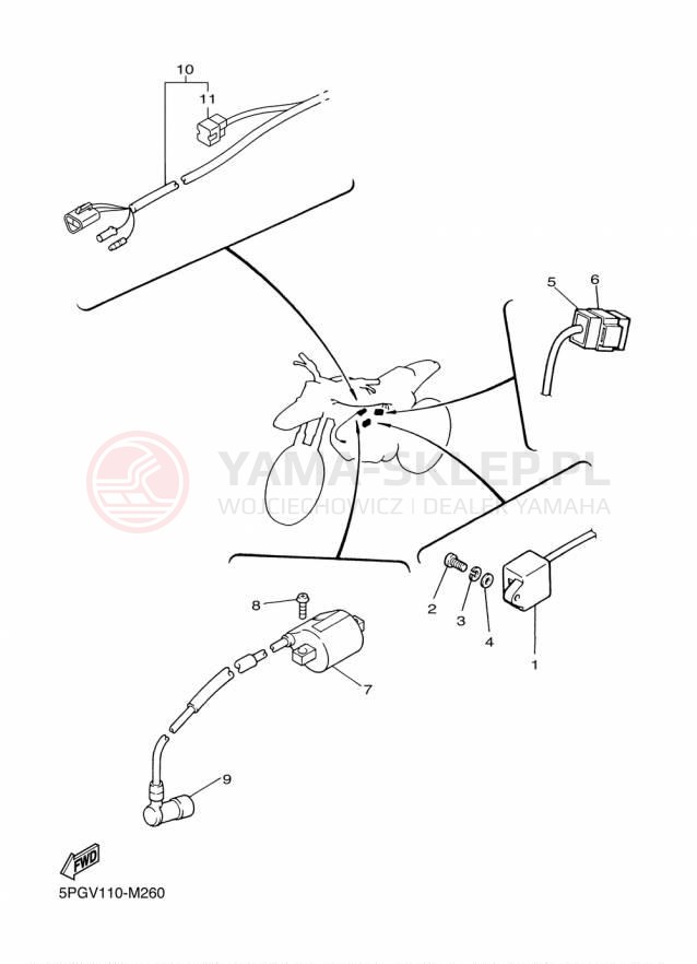 Schemat "układ elektryczny" do Yamaha PW50 PW50F1