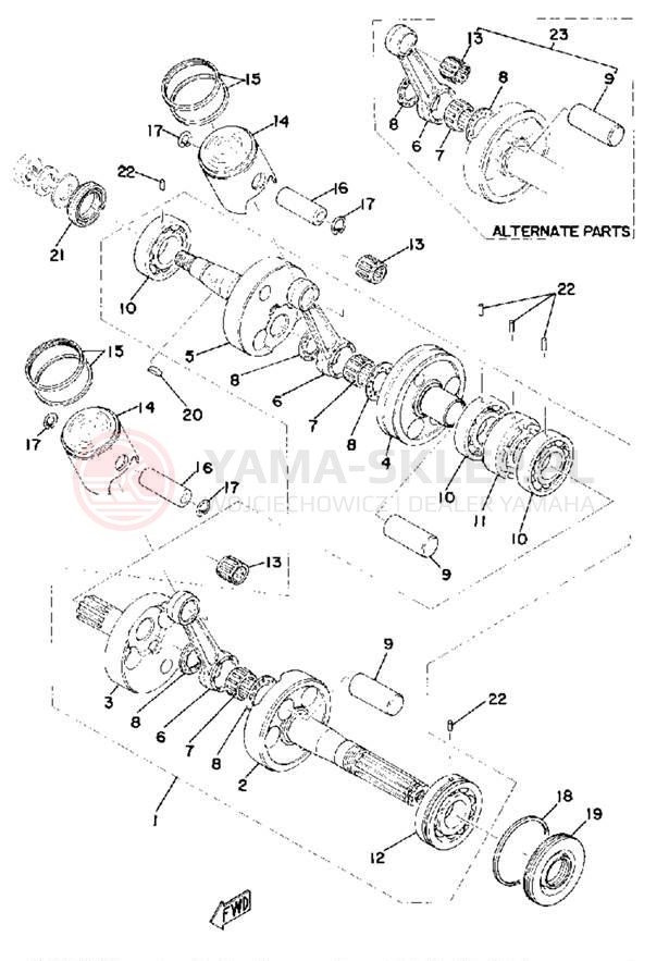 Schemat "Wał korbowy, tłok" do Yamaha GS340A