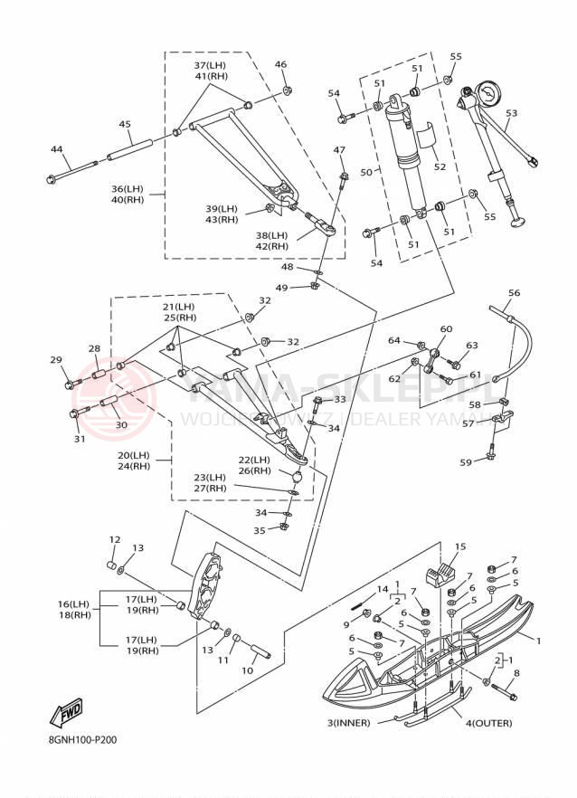 Schemat "płozy" do Yamaha PHAZER RTX PZ50RTFB