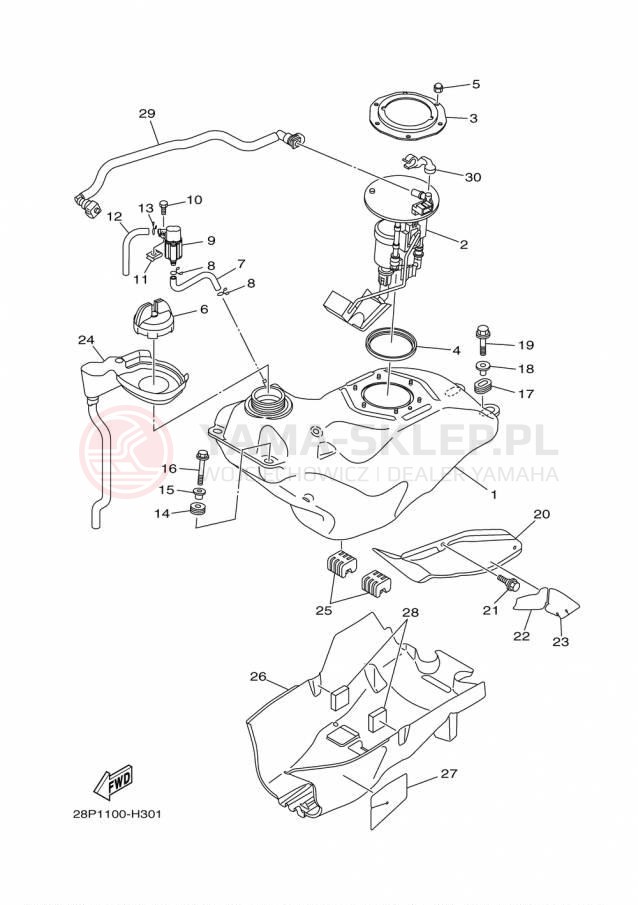 Schemat "zbiornik paliwa" do Yamaha GRIZZLY 700 EPS SE YFM700PSFS