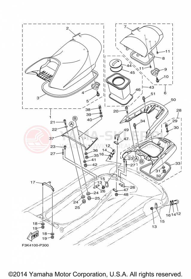 Schemat "Siedzenie i schowek" do Yamaha WAVERUNNER FZS GX1800AP