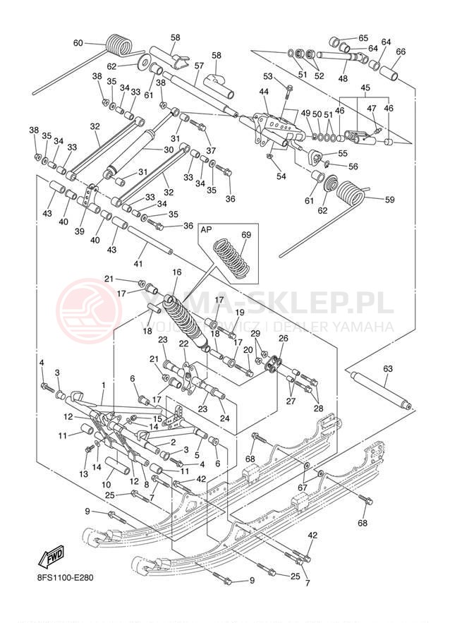 Schemat "Zawieszenie gąsiennicy" do Yamaha APEX MOUNTAIN RX10ML