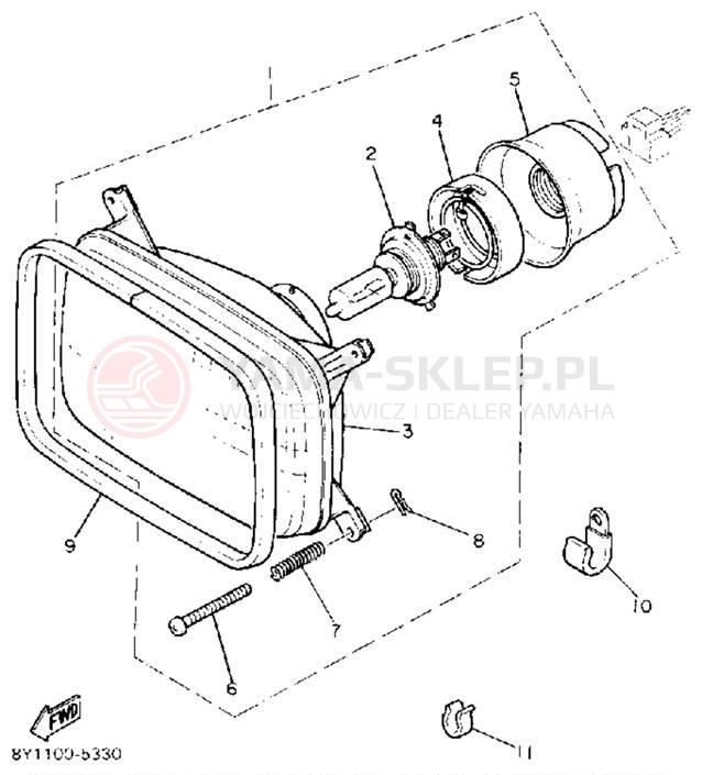 Schemat "Lampa przód" do Yamaha BRAVO LT (LONG TRACK) BR250TT