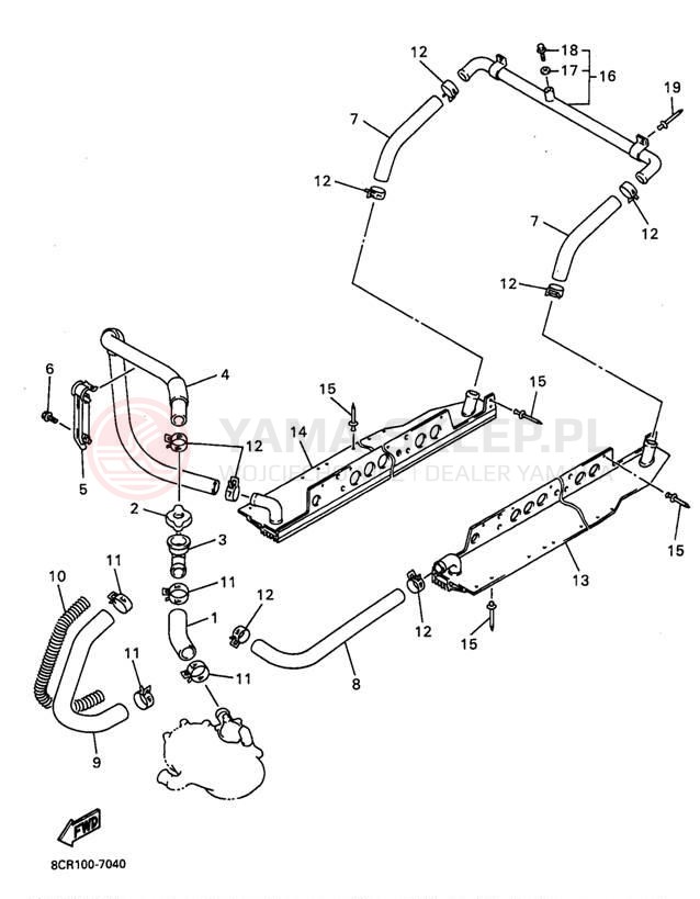 Schemat "Układ chlodzenia" do Yamaha VMAX 600 XT VX600XTA/VX500XTA