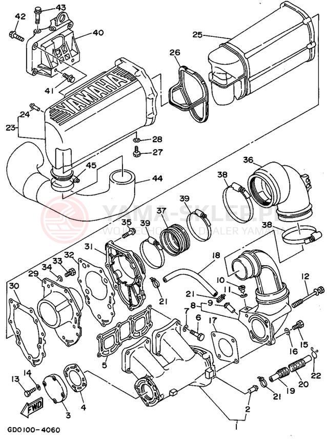Schemat "wydech" do Yamaha WAVE RUNNER PRO VXR WRB700S