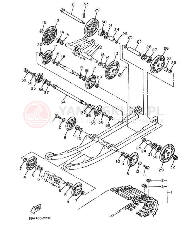 Schemat "Zawieszenie gąsiennicy" do Yamaha VMAX-4 VX750T