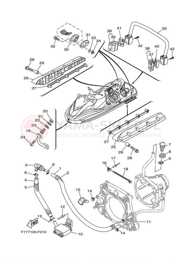 Schemat "HULL & DECK" do Yamaha FX1000AF