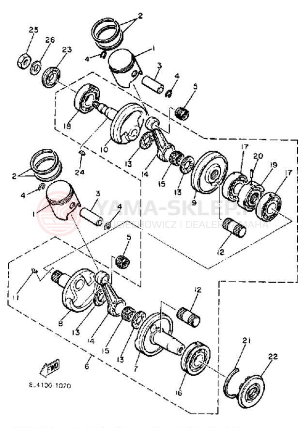 Schemat "Wał korbowy, tłok" do Yamaha EXCEL III EC340H