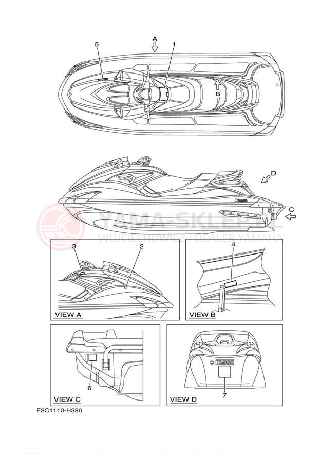 Schemat "naklejki" do Yamaha WAVERUNNER FZS GX1800AK