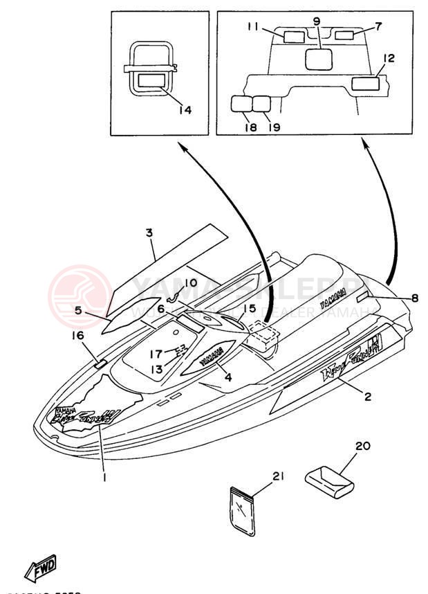 Schemat "Naklejki" do Yamaha WAVE RUNNER III WRA650U