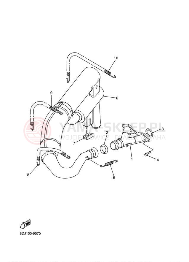 Schemat "Wydech końcowy" do Yamaha PHAZER 500 PZ500D