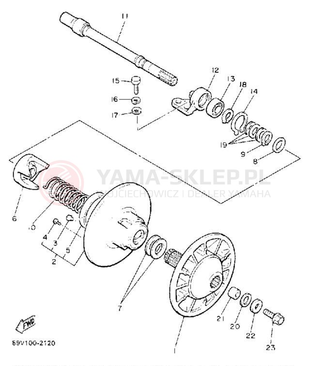 Schemat "Przeniesienie napędu" do Yamaha VENTURE GT VT480GTS