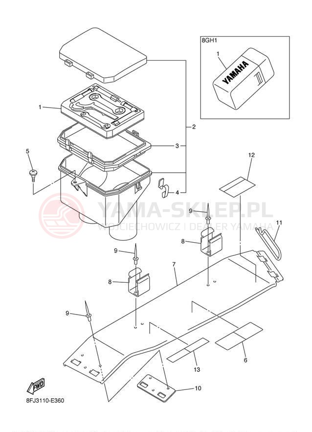 Schemat "GUARD - LUGGAGE BOX" do Yamaha VECTOR ER RS90RL/RS90NRL