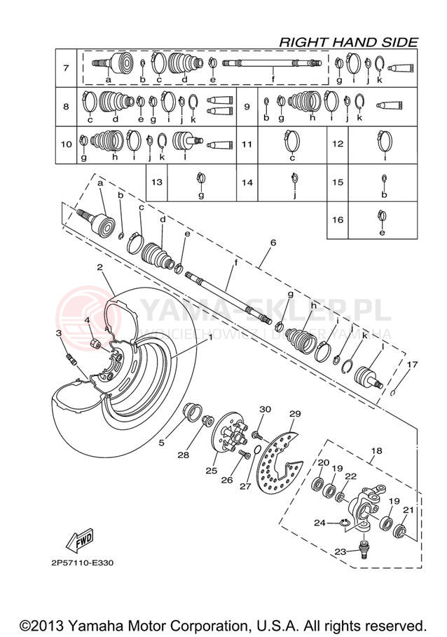 Schemat "Koło przód" do Yamaha RHINO 450 HUNTER YXR45FHX
