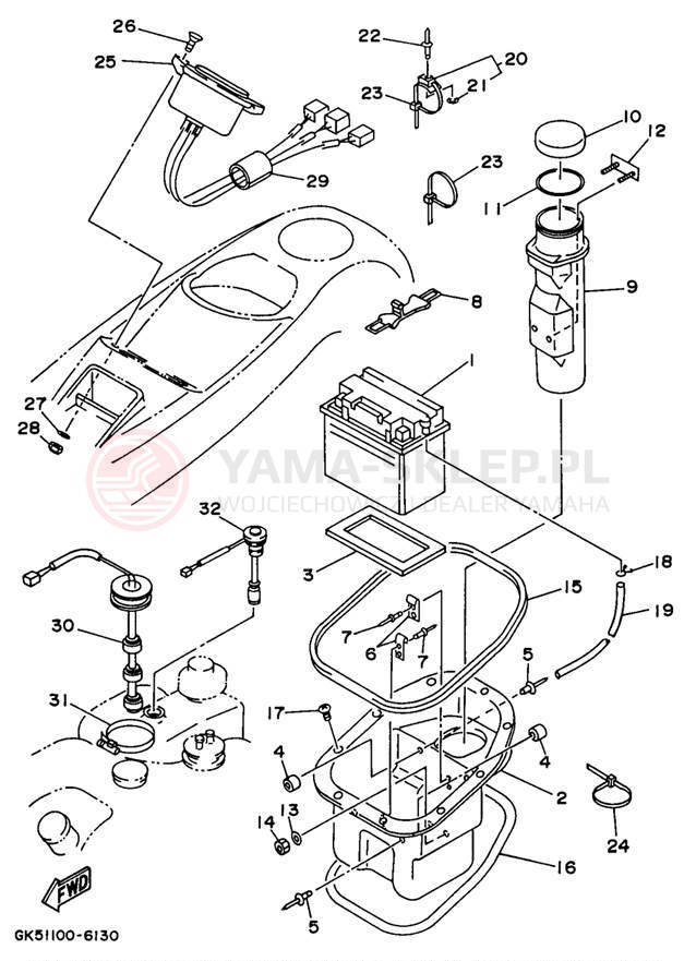 Schemat "układ elektryczny" do Yamaha WAVE BLASTER II WB760U