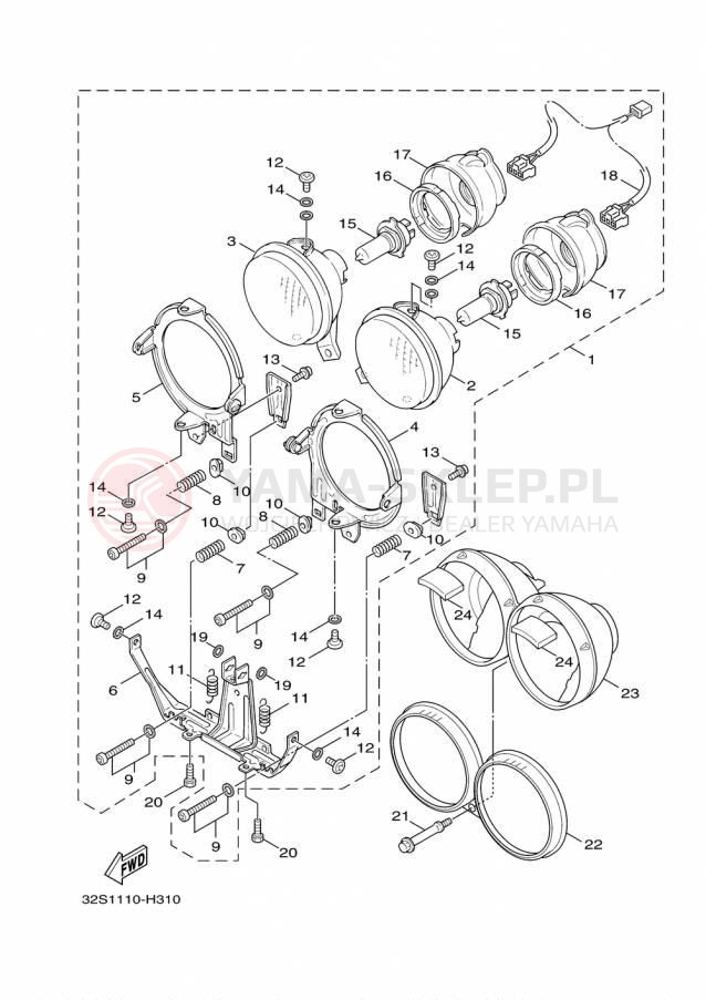 Schemat "Lampa przód" do Yamaha ZUMA 125 YW125FGY/YW125FS