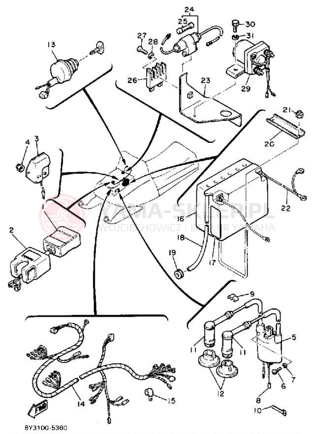 Schemat "układ elektryczny" do Yamaha EXCEL III EC340J