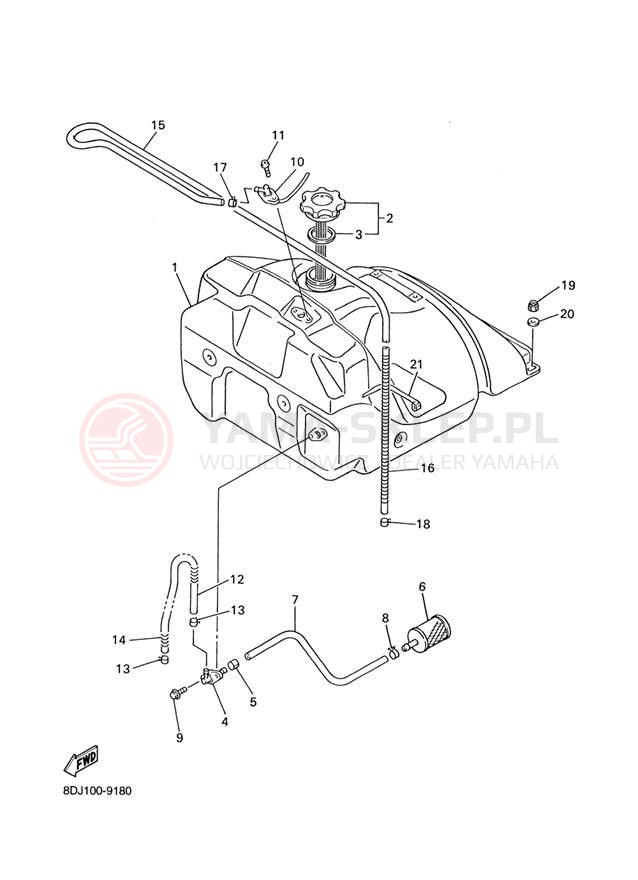 Schemat "zbiornik paliwa" do Yamaha VENTURE XL