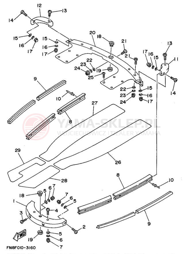 Schemat "GUNWALE - MAT" do Yamaha WAVE RUNNER PRO VXR WRB700S