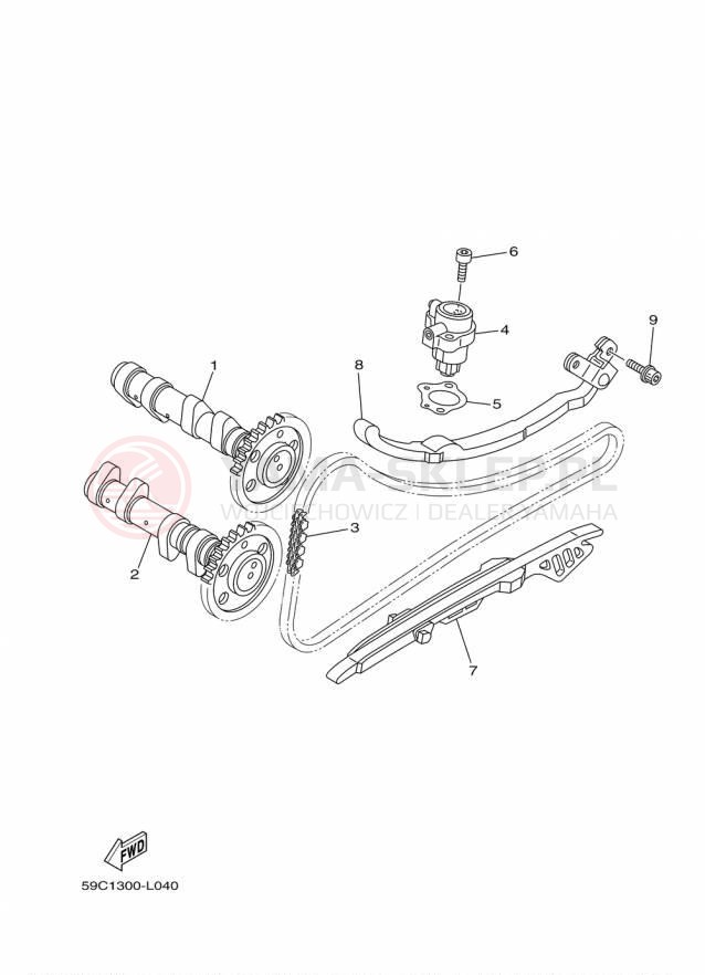 Schemat "Rozrząd - łańcuszek" do Yamaha TMAX XP500F