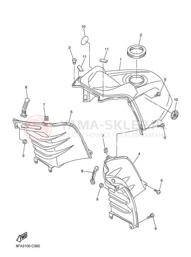 Schemat "INSTRUMENT PANEL" do Yamaha RX-1 MOUNTAIN RX10MJ/RX10MSJ