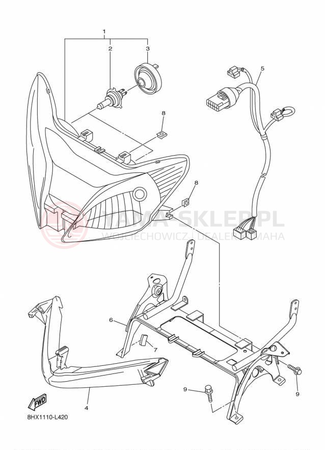 Schemat "Lampa przód" do Yamaha RS VENTURE TF RST90PTFFB