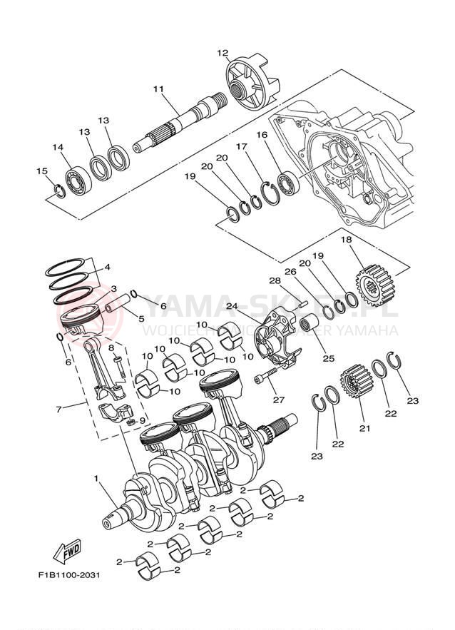 Schemat "Wał korbowy, tłok" do Yamaha FX1000-F