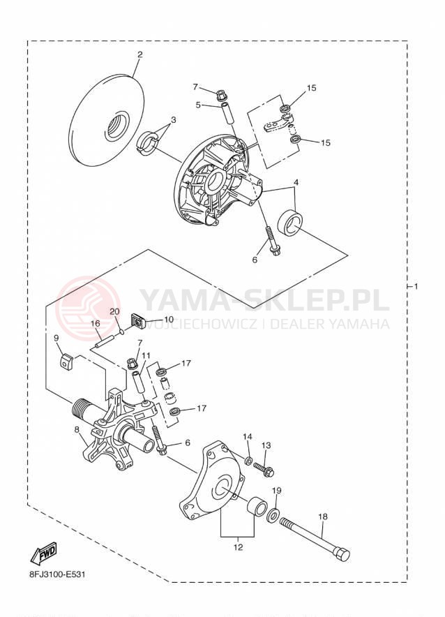 Schemat "REBUILD KIT" do Yamaha SRVIPER M TX 153 SR10M53FB