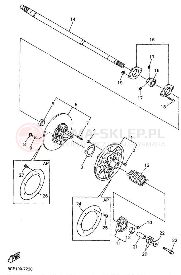 Schemat "Przeniesienie napędu" do Yamaha MOUNTAIN MAX 700 MM700A/MM600A