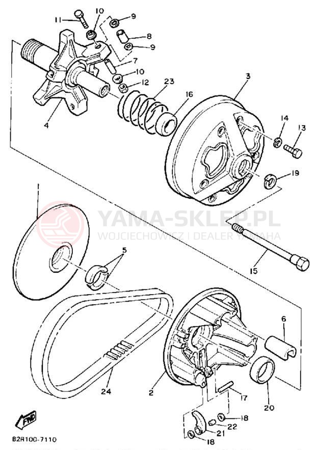 Schemat "PRIMARY SHEAVE" do Yamaha BRAVO T (LONG TRACK) BR250TM