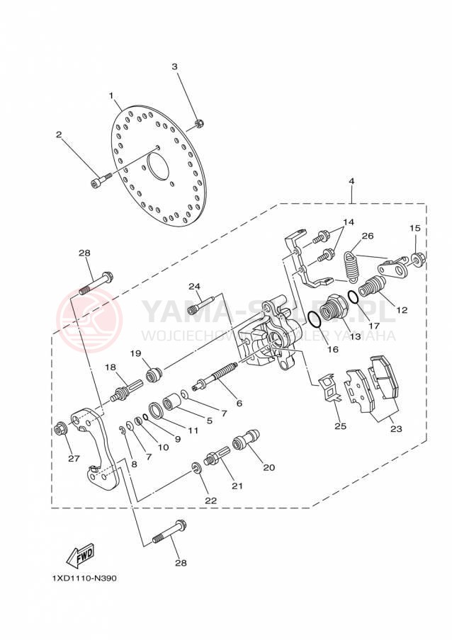 Schemat "REAR BRAKE CALIPER" do Yamaha VIKING VI EPS SE YXC700PSFS
