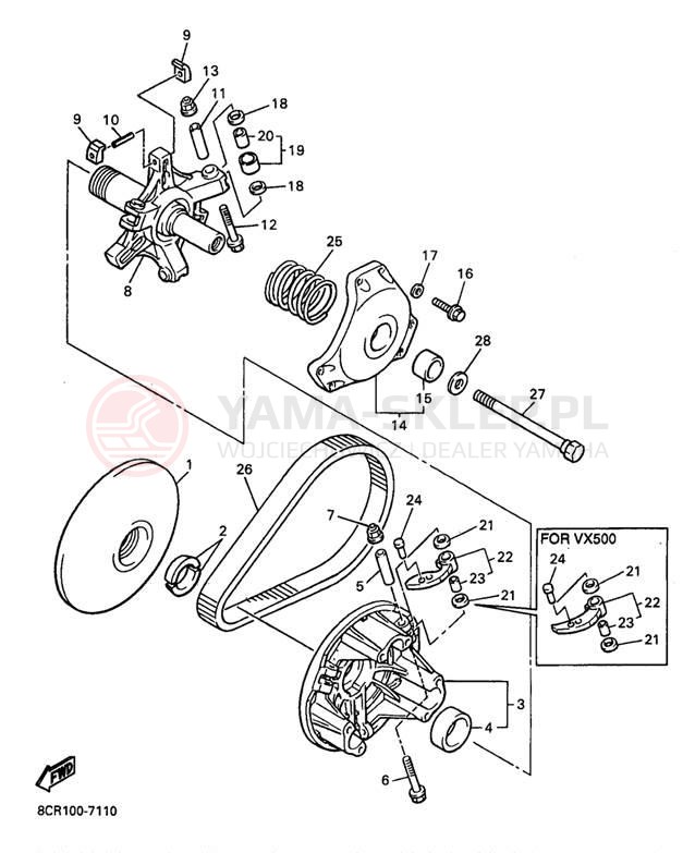 Schemat "PRIMARY SHEAVE" do Yamaha VMAX 600 XT VX600XTA/VX500XTA