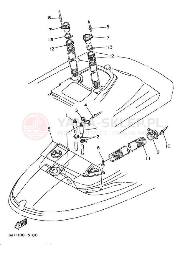 Schemat "Siedzenie i schowek" do Yamaha WAVE RAIDER 700 RA700BV