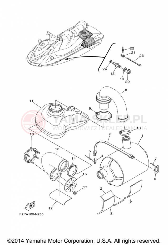 Schemat "wydech" do Yamaha WAVERUNNER V1 VX1100EP
