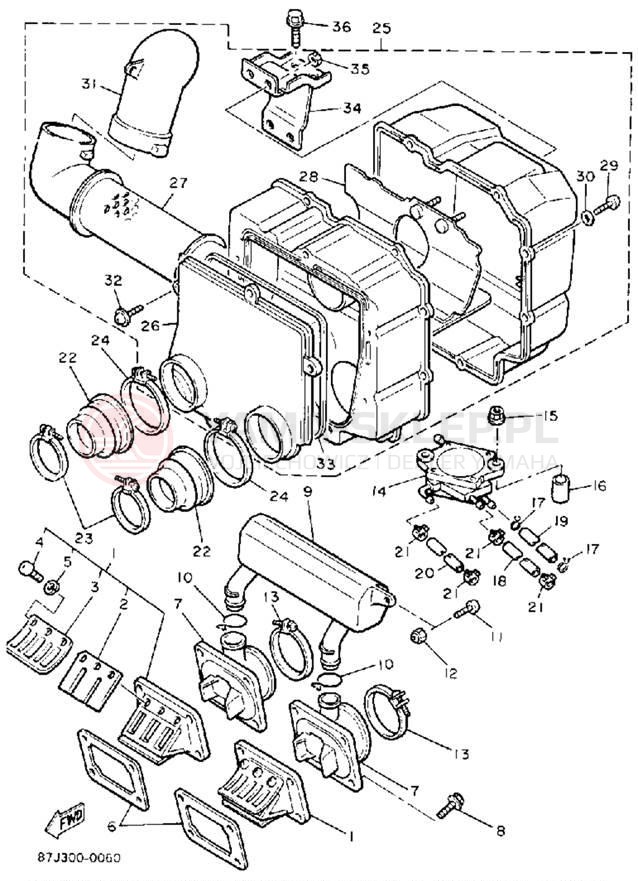 Schemat "Filtr powietrza" do Yamaha VENTURE GT VT480GTS