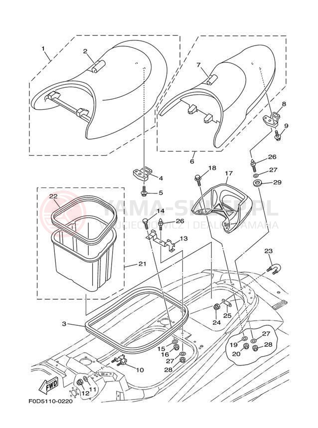 Schemat "Siedzenie i schowek" do Yamaha XL1200 LTD XA1200Y