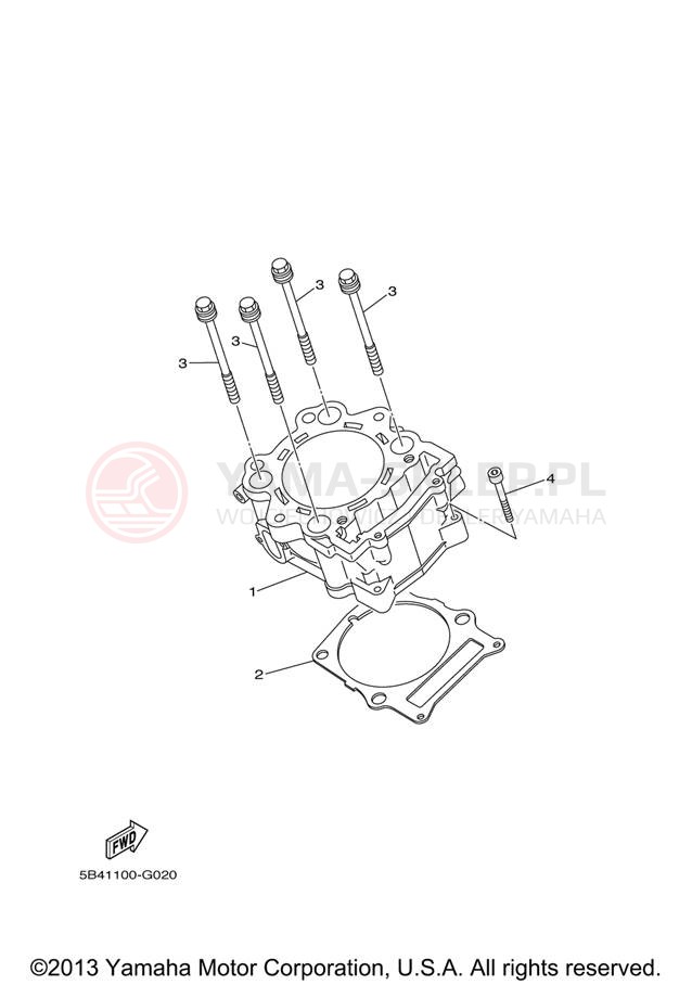 Schemat "cylinder" do Yamaha RHINO 700FI YXR70FXR/YXR70FXGR