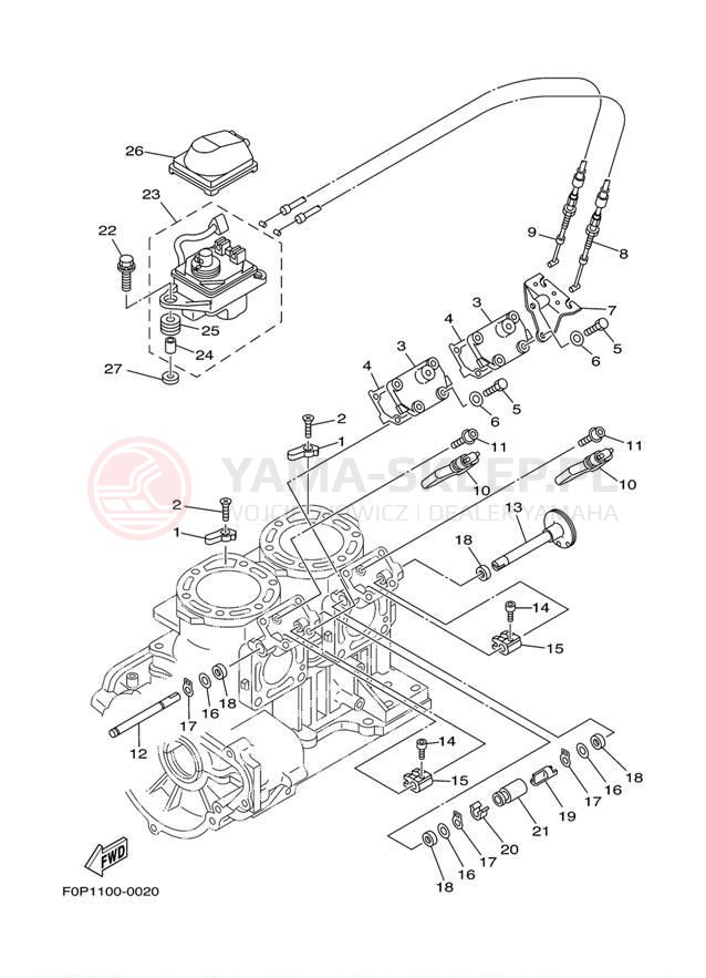 Schemat "Obudowa silnika - cylinder" do Yamaha XLT800 XA800AB