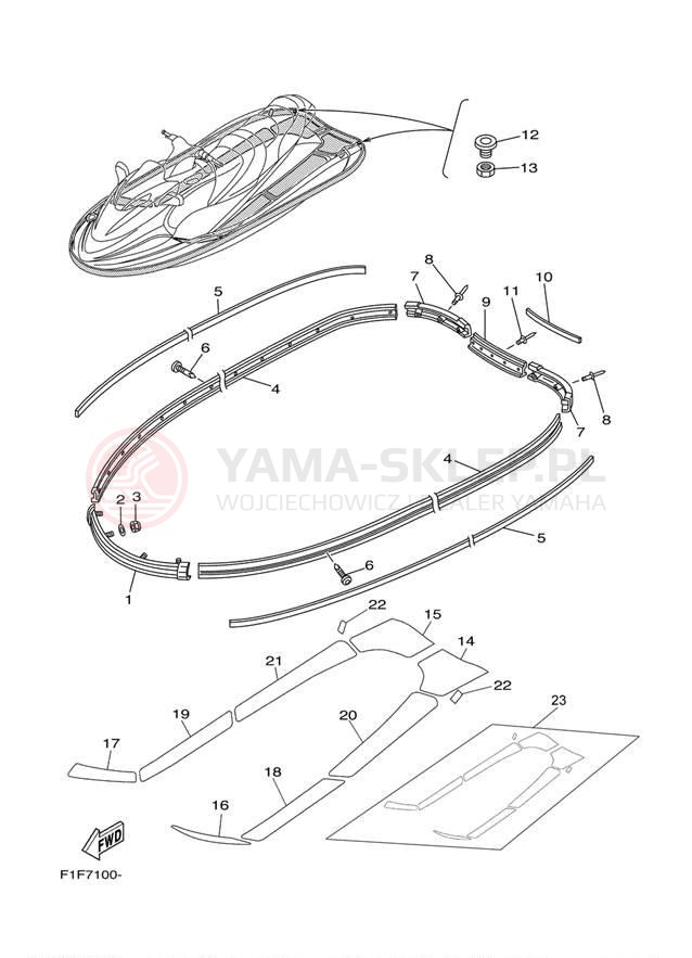 Schemat "GUNWALE - MAT" do Yamaha WaveRunner XLT1200 XA1200AD