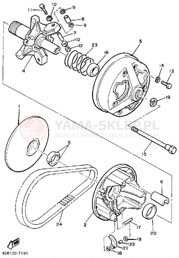 Schemat "PRIMARY SHEAVE" do Yamaha BRAVO T (LONG TRACK) BR250TL